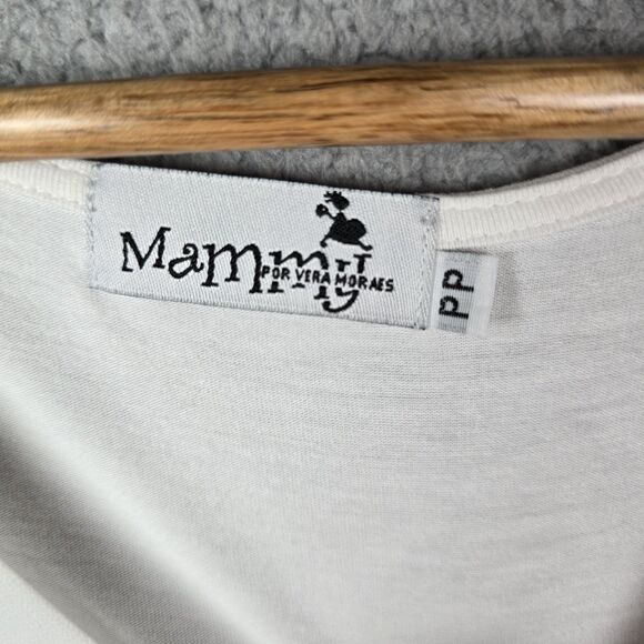 Blouse Top Tee S White V-Neck Sheer Short Cap Flutter Sleeve Pullover Relaxed - Picture 3 of 8